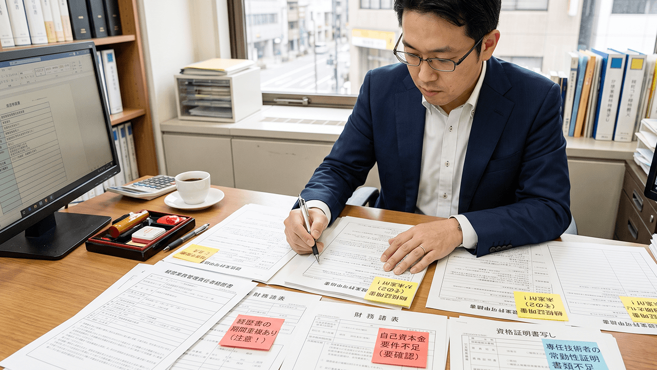 建設業許可申請でよくある不備と注意点