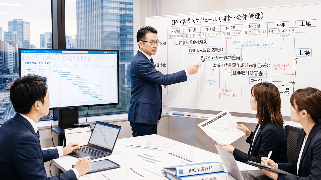 IPO準備スケジュールの設計・全体管理