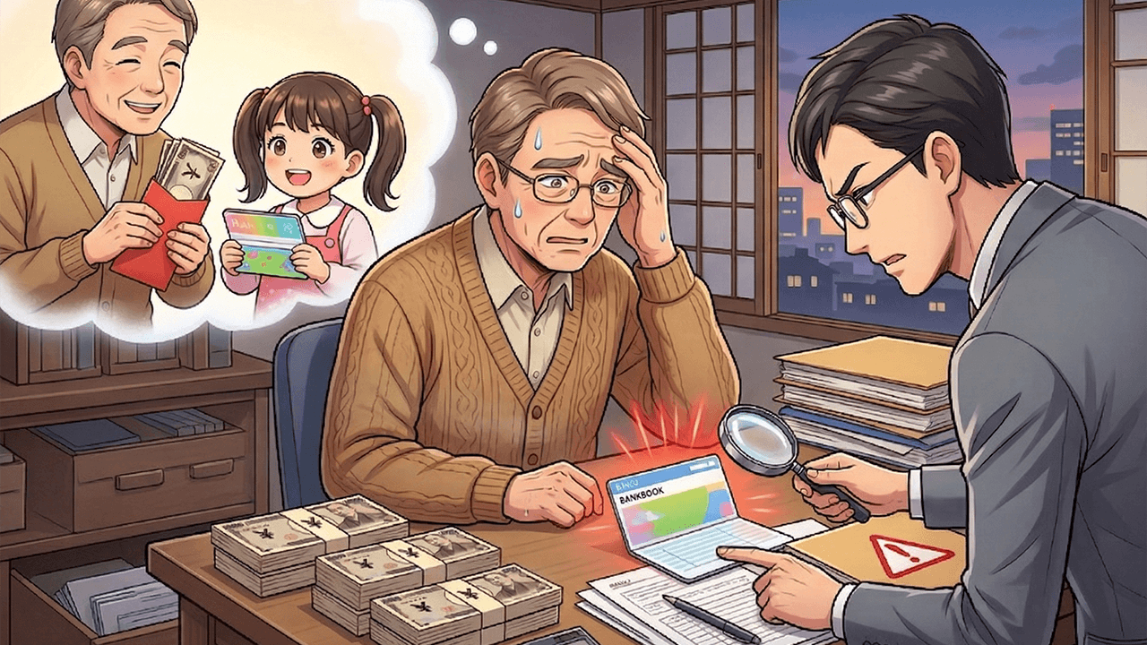 【相続税対策の落とし穴】孫への110万円贈与が「名義預金」に！？持ち戻しルールの恐怖と完全防衛策
