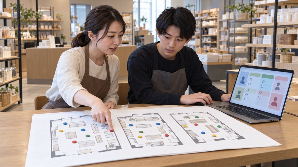 多店舗展開に伴う新入社員の受け入れ:オンラインツールと配置図の活用