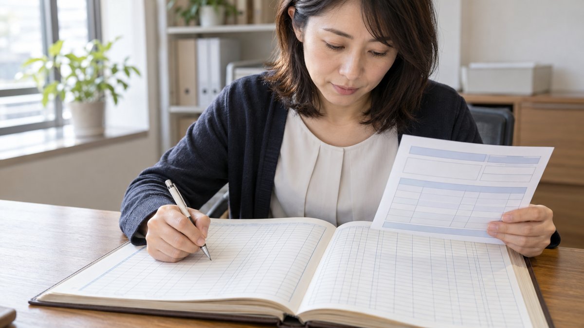 給与明細書と、帳簿の記録